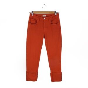 Pinko High Rise Red Ankle Thick Cuff Hem Denim Jeans